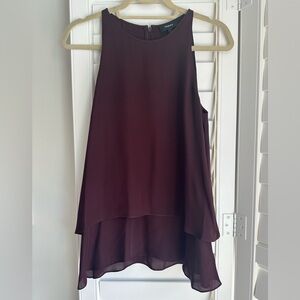 Theory silk sleeveless burgundy layered tank in size S.